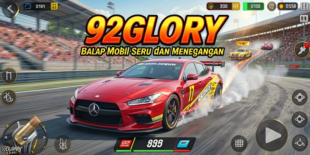 Tampilan gameplay 92GLORY yang seru dan menegangkan saat balapan.