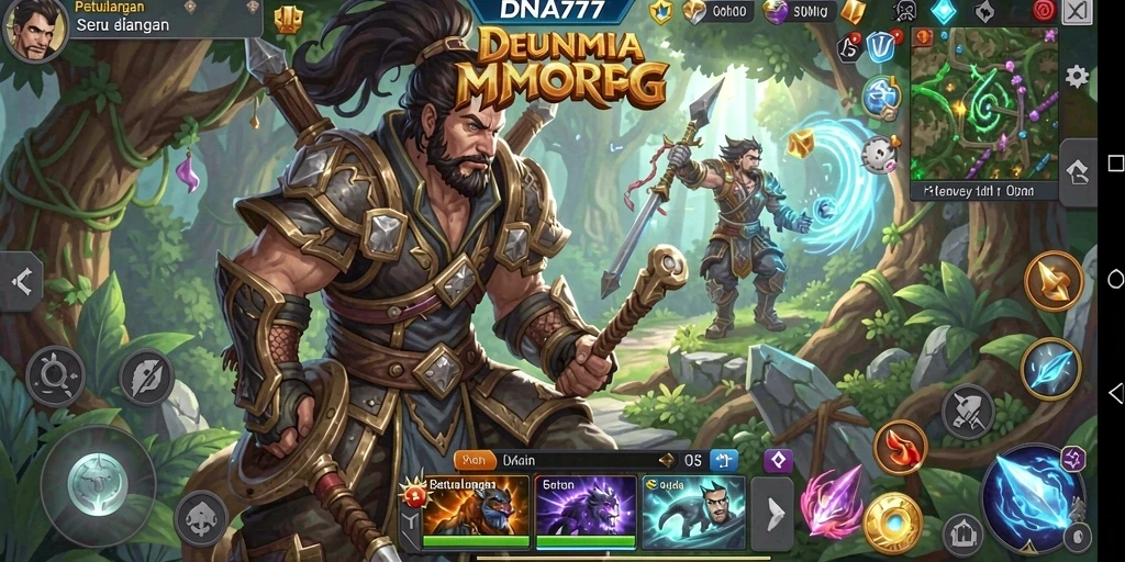 Screenshot DNA777 menunjukkan aksi seru dalam permainan MMORPG.