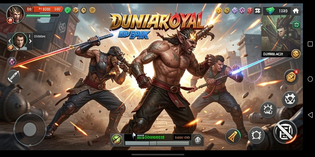 Gameplay seru di DUNIAROYAL dengan aksi pertarungan yang mendebarkan.