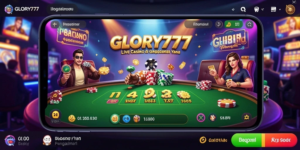 Tampilan gameplay Live Casino GLORY777 yang seru dan interaktif.