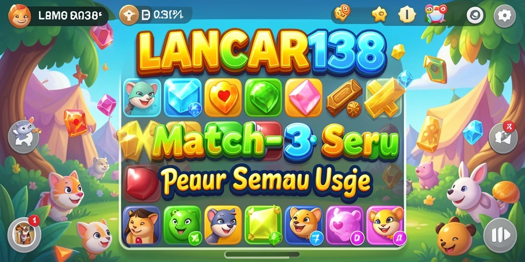 Gameplay seru LANCAR138 dengan permata berwarna-warni.