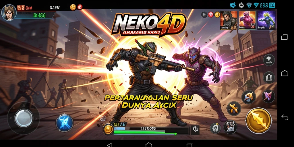 Menampilkan aksi seru karakter dalam pertempuran mendebarkan.