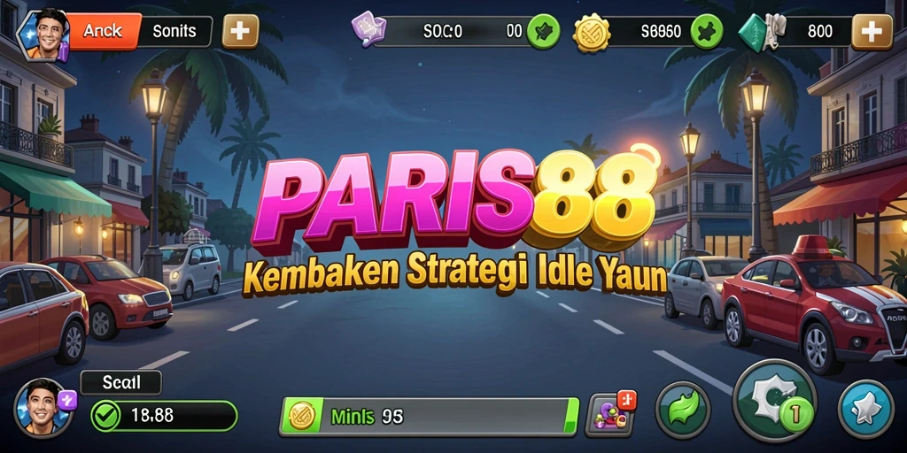Screenshot gameplay PARIS88 yang menunjukkan karakter yang aktif mengumpulkan sumber daya.