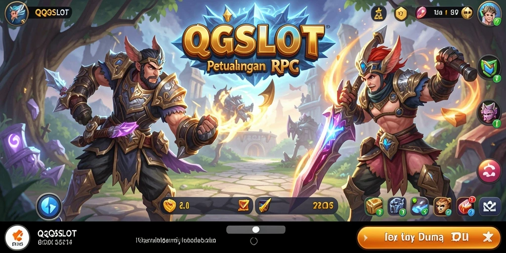 Screenshot menampilkan pertarungan seru di dunia RPG QQSLOT.
