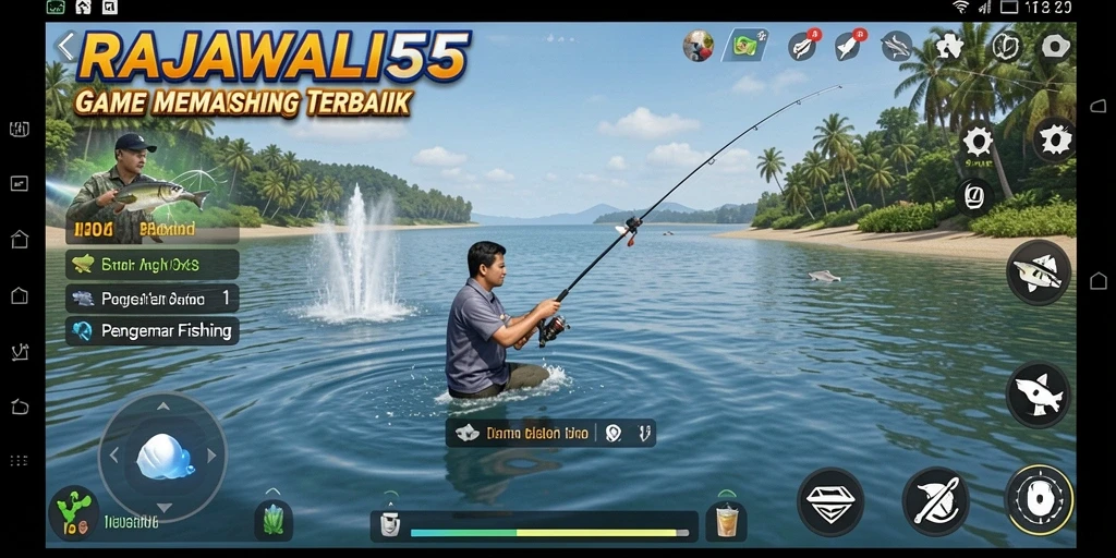 Tampilan gameplay realistis dalam RAJAWALI55 yang menarik untuk para pemancing.
