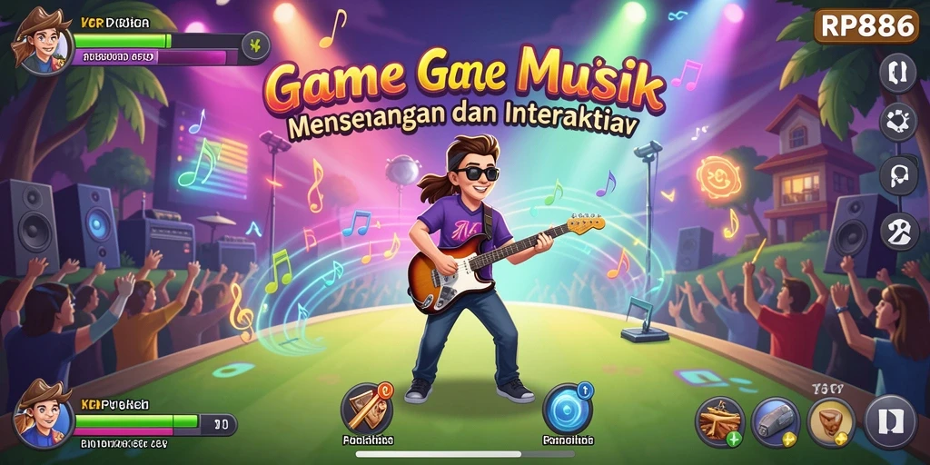 Tampilan gameplay RP886 dengan interaksi musik yang menarik.