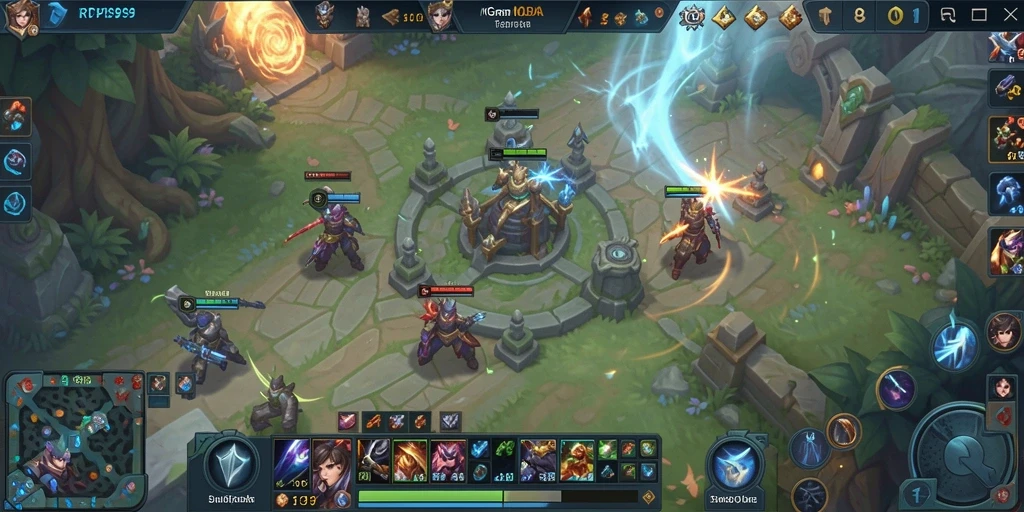 Tangkapan layar gameplay RP99 yang menunjukkan pertarungan seru antar tim.
