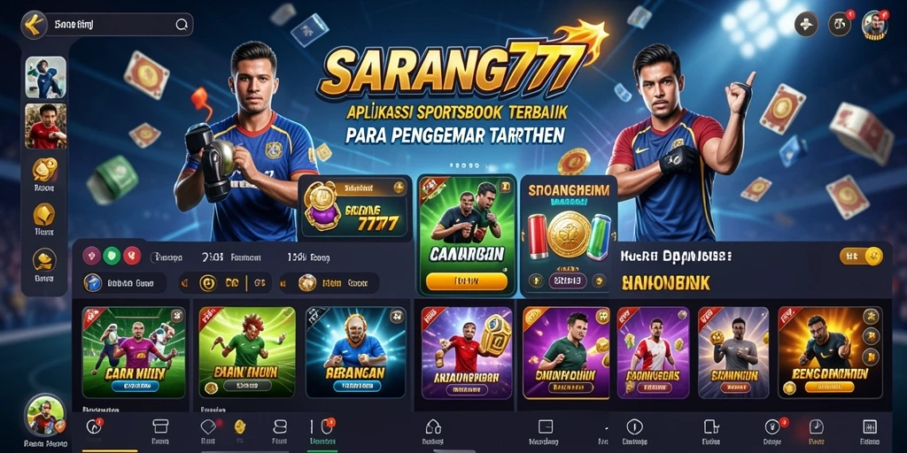 Tampilan utama SARANG777 dengan berbagai opsi taruhan olahraga.