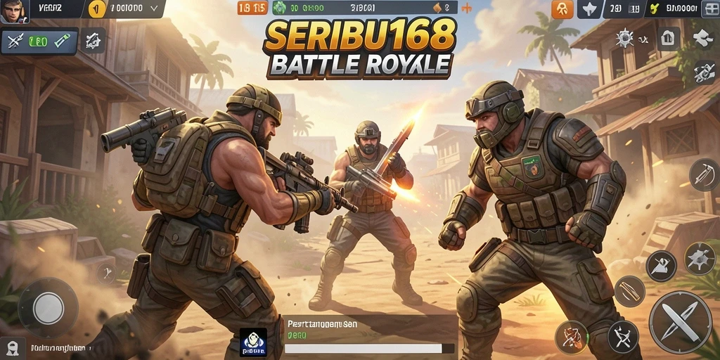Screenshot SERIBU168 menampilkan aksi seru dalam pertempuran Battle Royale.
