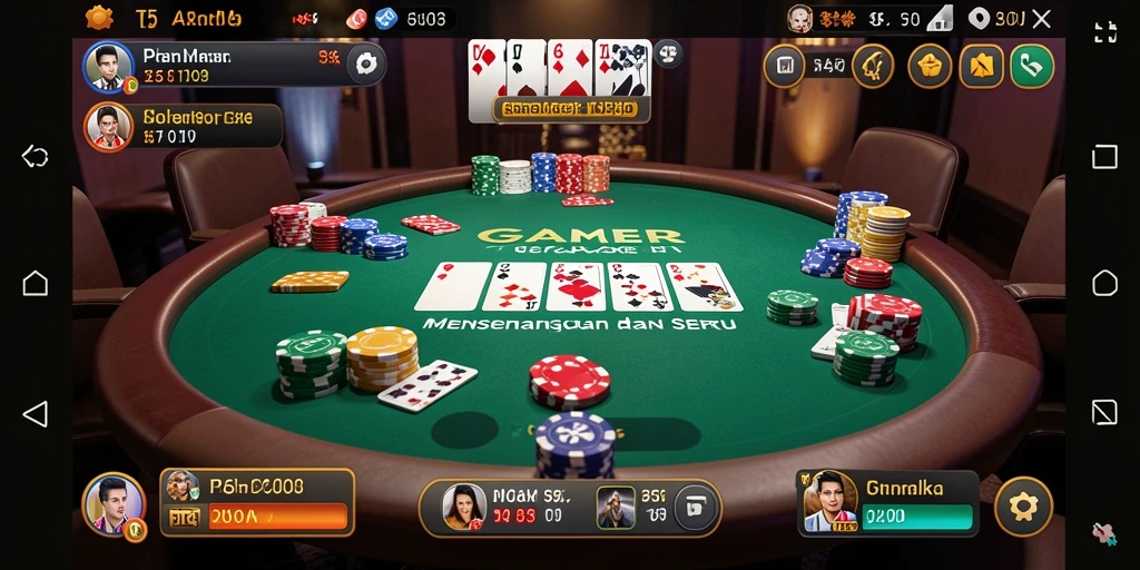 Screenshot T6 menampilkan aksi seru permainan poker yang intens.