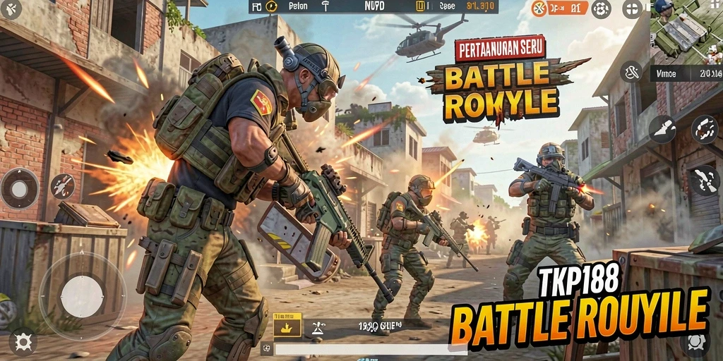 Tampilan gameplay TKP188 yang mendebarkan dalam pertarungan Battle Royale.