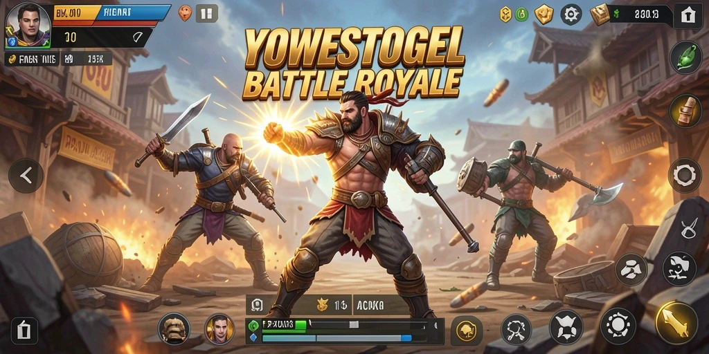 Gameplay intens YOWESTOGEL dalam pertempuran Battle Royale.