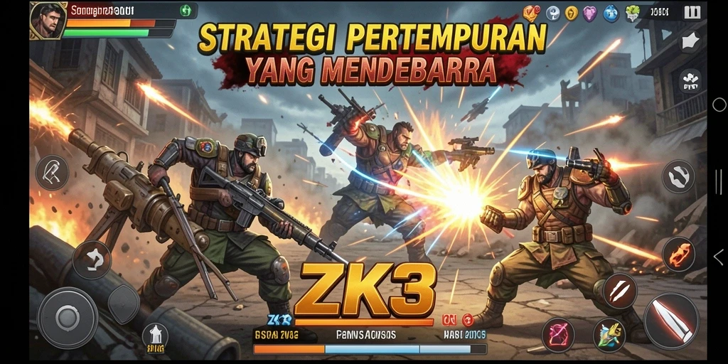 Tangkapan layar gameplay ZK3 menampilkan aksi strategi yang mendebarkan.