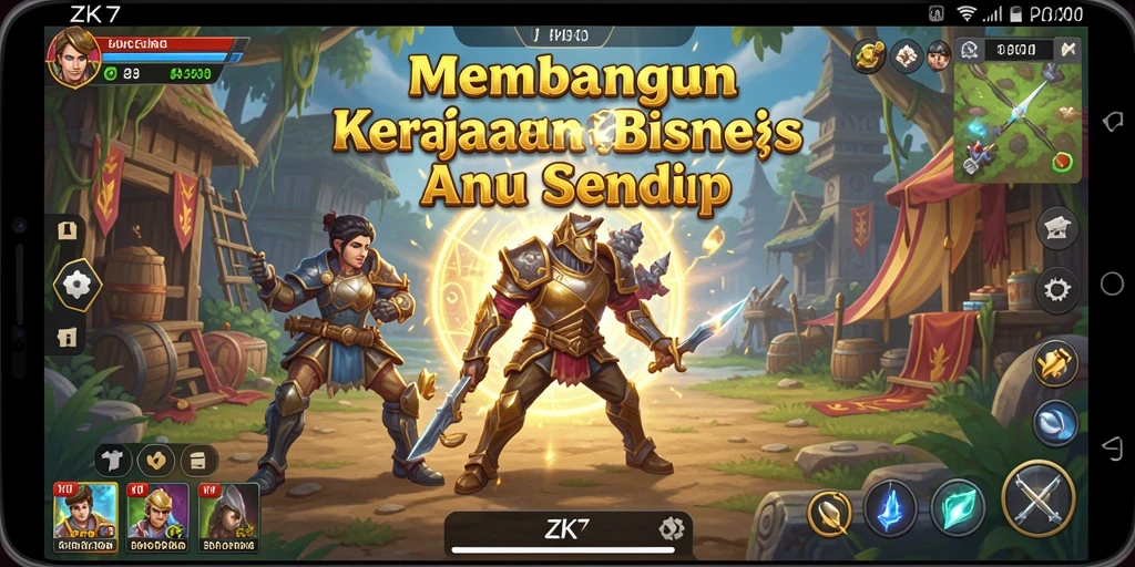 Tampilan gameplay menarik di ZK7 yang menunjukkan pengelolaan bisnis.