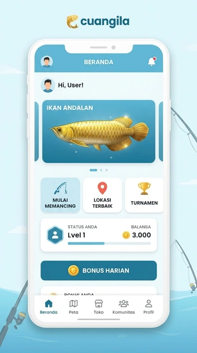 Cuangila menampilkan berbagai aplikasi populer di halaman utama.
